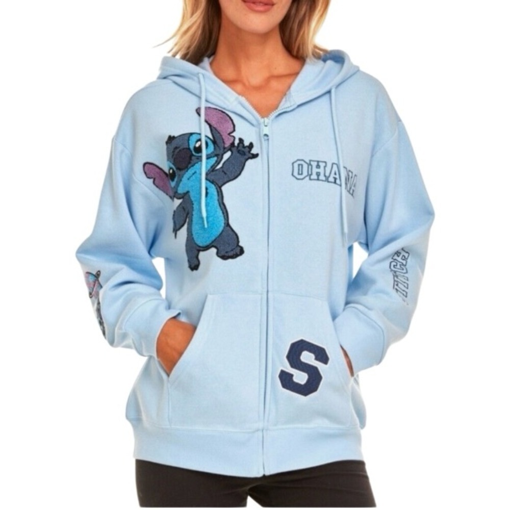 DISNEYLAND - Women's Light Blue STITCH Full Zip Hoodie